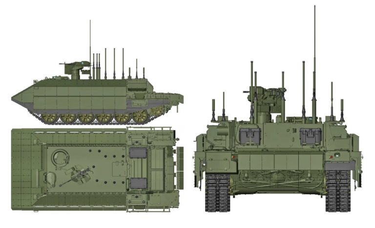 Патентные изображения промышленного образца «Машины управления на танковом шасси». Источник: new.fips.ru: