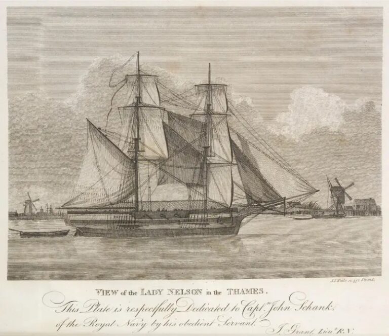 HMS Lady Nelson (1798) с поставленными стакселями.