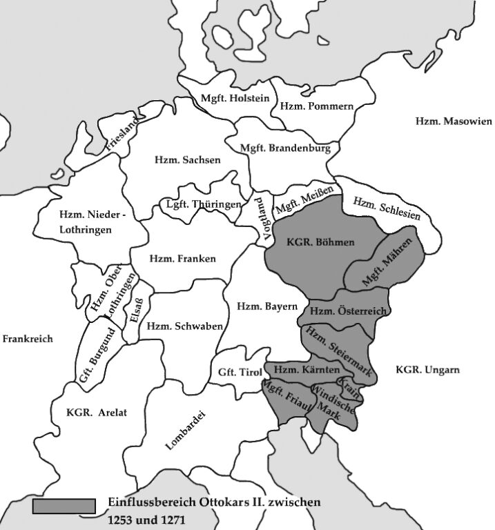 Владения Оттокара на момент выборов 1273 года