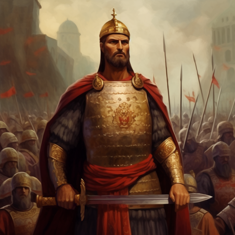 Последний император Византии Константин XI Палеолог во время обороны Константинополя в 1453 году