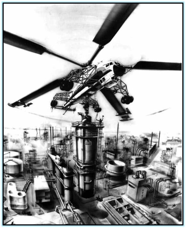 Рисунок, показывавший, как бы выглядел вертолёт Камова за работой
