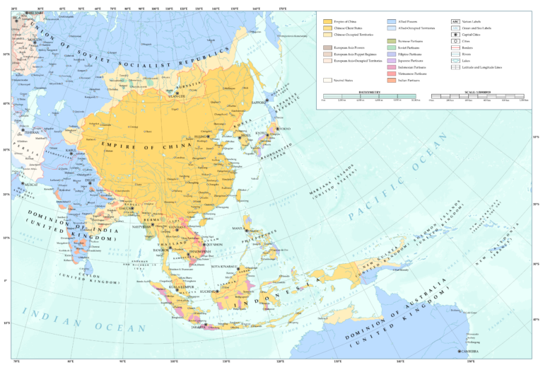 Карта Китайской Империи на конец 1943 года