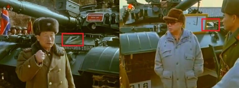 На этих фото наглядно видно, что толщина лобовой брони корпуса Чхонма-IV возросла по сравнению с Т-62. Чтобы не перекрывать обзор механику-водителю, в районе смотровых приборов пришлось снизить толщину брони