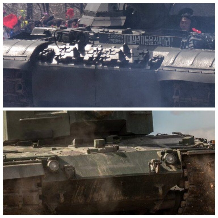 Сверху - лоб корпуса Чхонма-214, снизу - лоб корпуса Леопард-2А4
