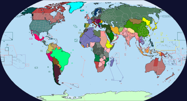 Карта мира по состоянию на середину 20-х годов