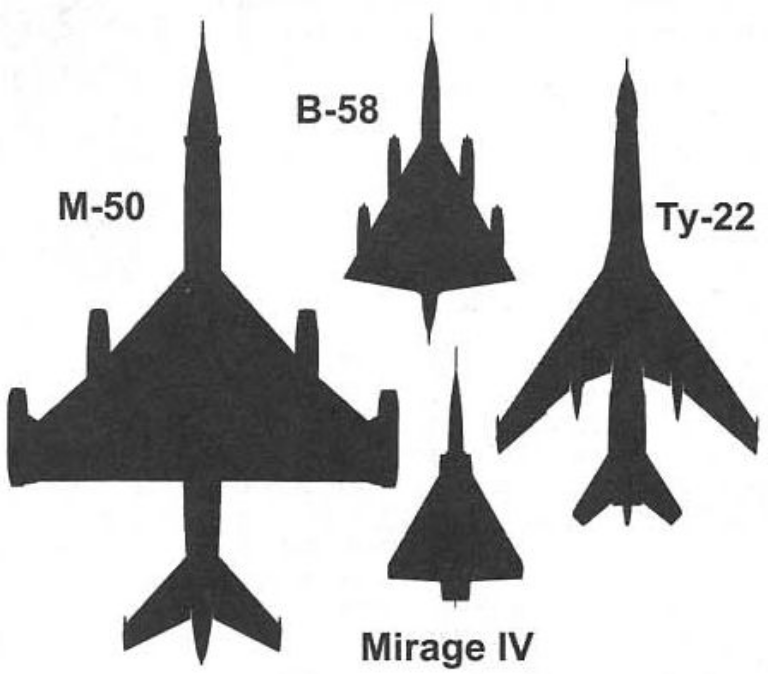 М-50 в сравнении с первыми сверхзвуковыми бомбардировщиками