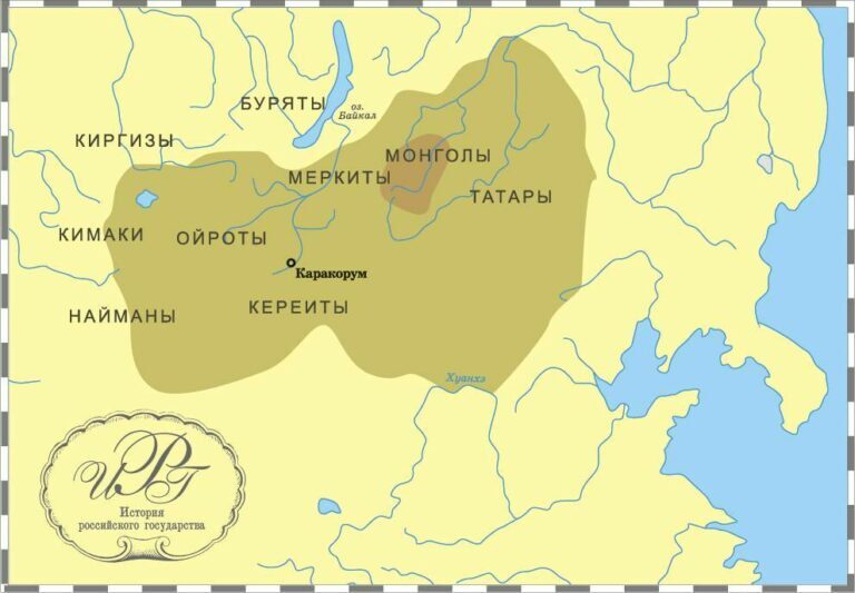 Карта Монголии 12 в., на которой показана земля кераитов