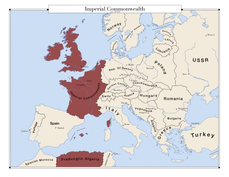 Карта Имперского содружества по состоянию на 1919 год. Первая Мировая Война в этом мире начнётся несколько позже