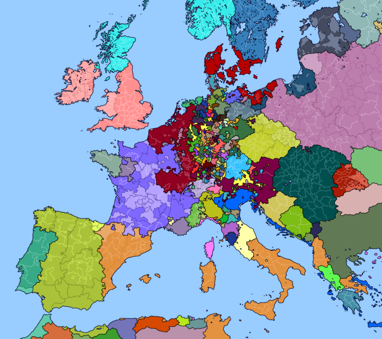 Карта Европы в преддверии описанных событий