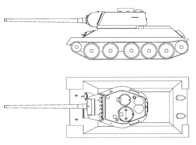 Проект установки в Т-34–85 100-мм пушки, апрель 1954 года