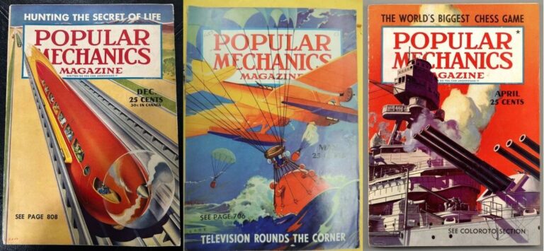 На фото - американские журналы "Popular Mechanics" за 1940 год, но номера с заявленным очерком я пока что не нашел