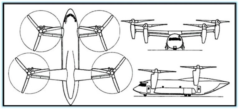 Не взлетевший старший брат Оспрея. Bell - Boeing Quad Tiltrotor (QTR) / V-44. США