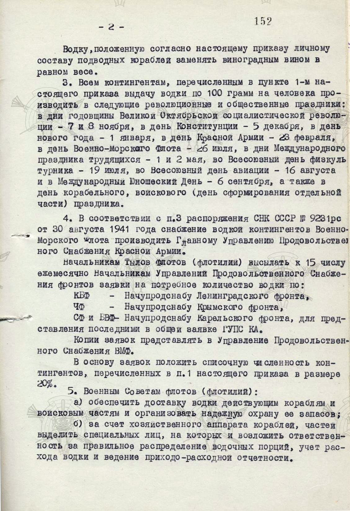 Снабжение Красной Армии водкой