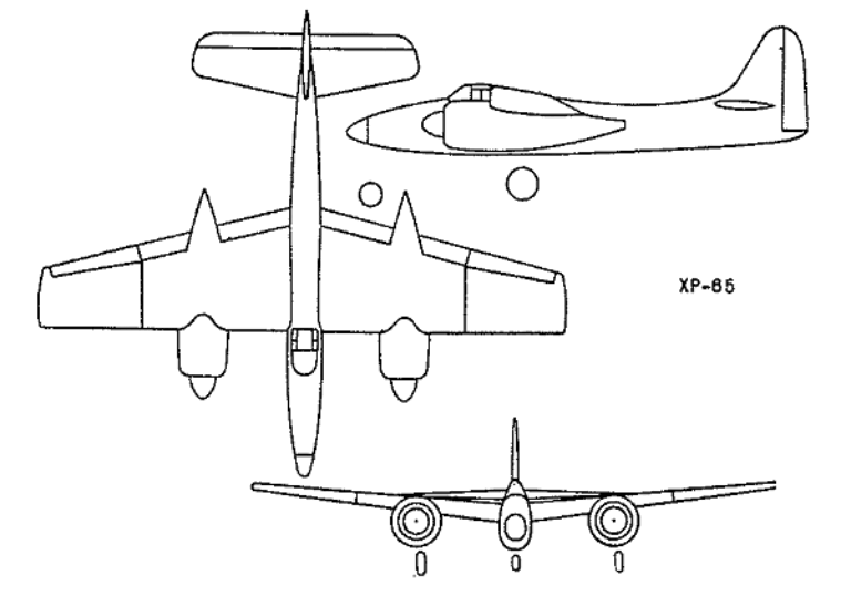 схема проекта истребителя Grumman XP-65