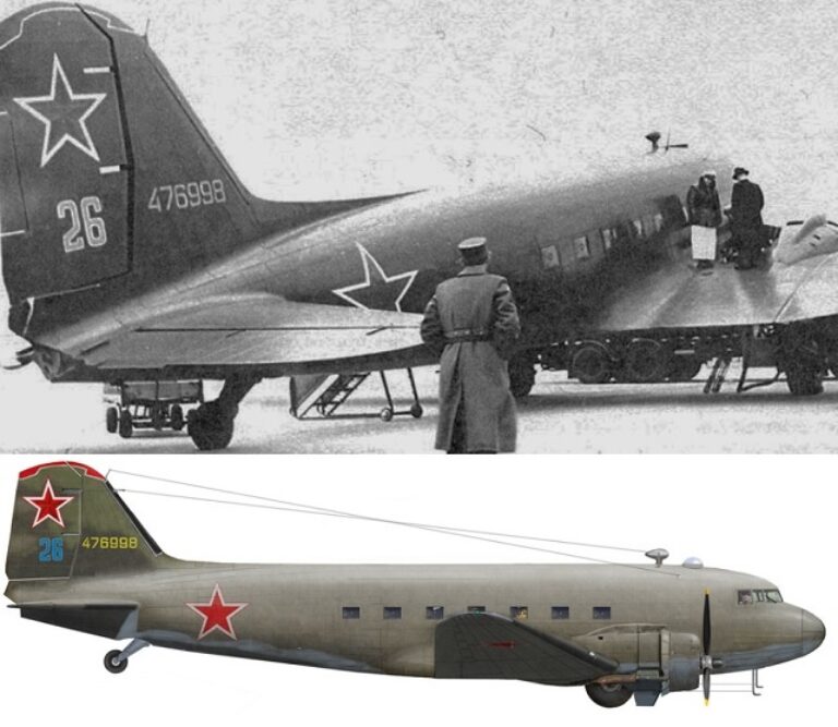 Douglas С-47, принадлежащий 2-ой АДОН (авиадивизии особого назначения), занимавшейся в частности, перевозкой высшего командного состава.1945 год.