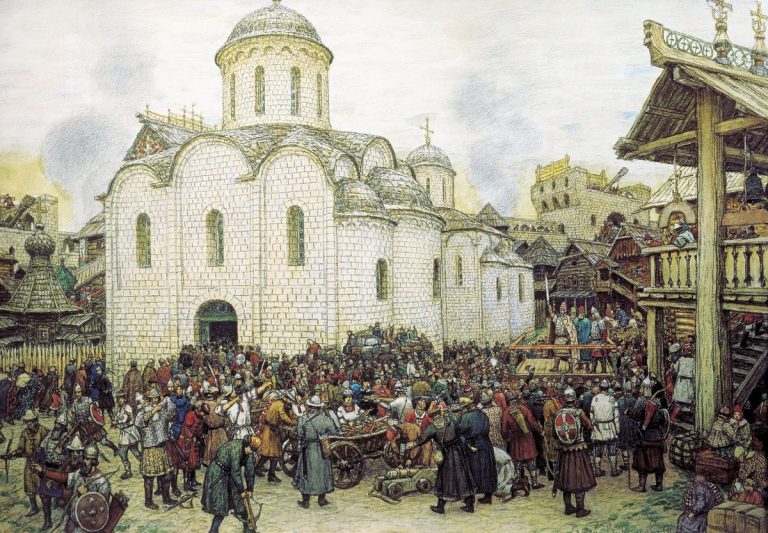 Аполлинарий Васнецов "Оборона Москвы от хана Тохтамыша. XVII век"/ Костромской государственный историко-архитектурный и художественный музей-заповедник