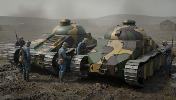 Char Peugeot Modèle 1918 на полигоне