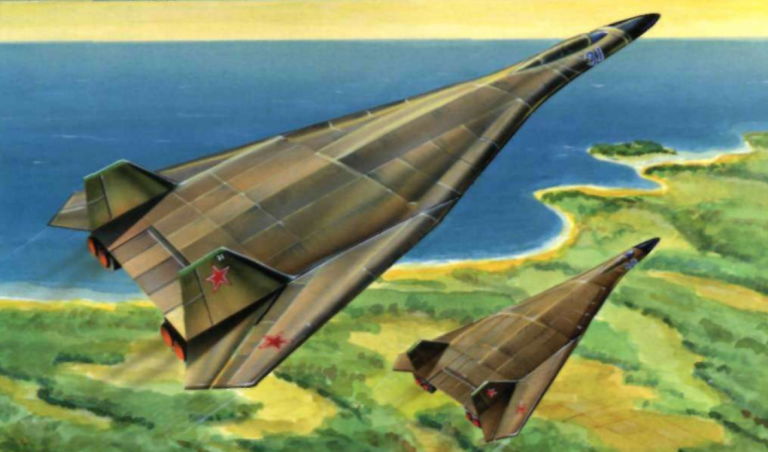 Вариант компоновки Т-4МС с удлиненной носовой частью и горизонтальным оперением