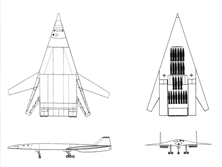 Схема Т-4МС, вооруженного 24 ракетами Х-15