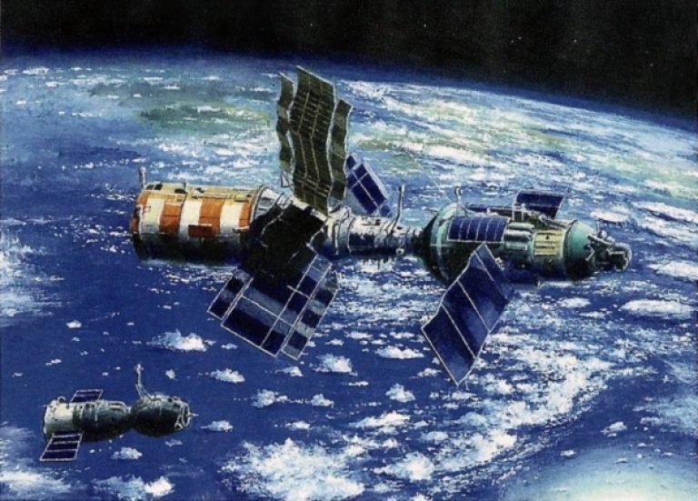 (ОС «Салют-7», ТКС-3 («Космос-1443») и ПКК «Союз-Т-9»)
