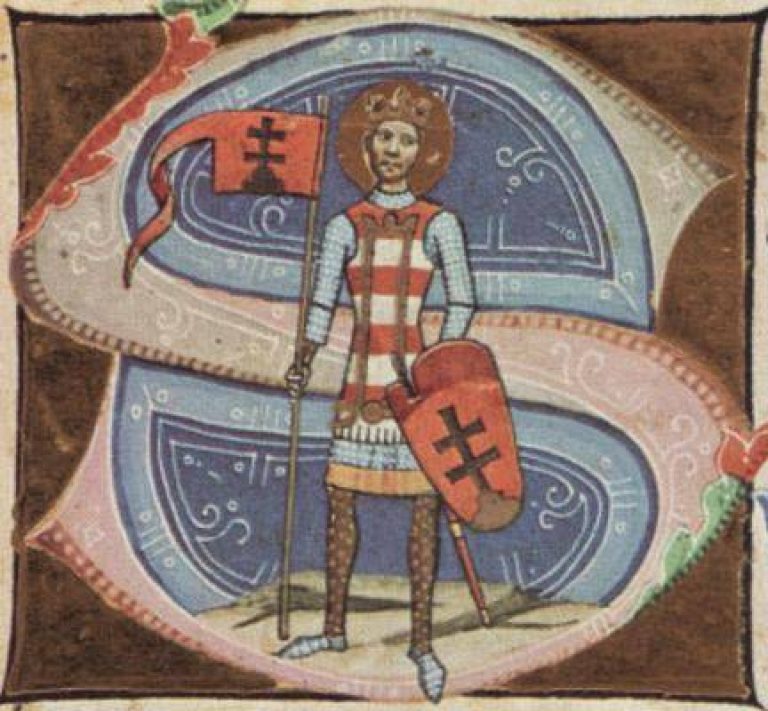 А вот у этого воина на ногах очень интересные шоссы. Видимо они из кожи, и изнутри подбиты металлическими пластинками, наличие которых выдают головки заклепок. Щит традиционной формы для воинов на всех миниатюрах этого манускрипта, с отверстием для копья.
