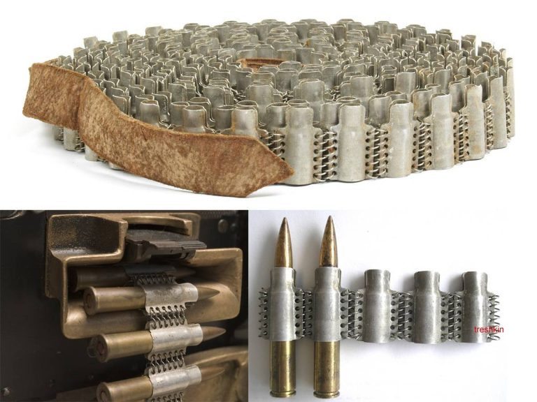 Нерассыпная алюминиевая лента с замкнутым звеном для пулемёта «Виккерс». Одинаково хороша и для британских и для немецких патронов. 1930-е годы.