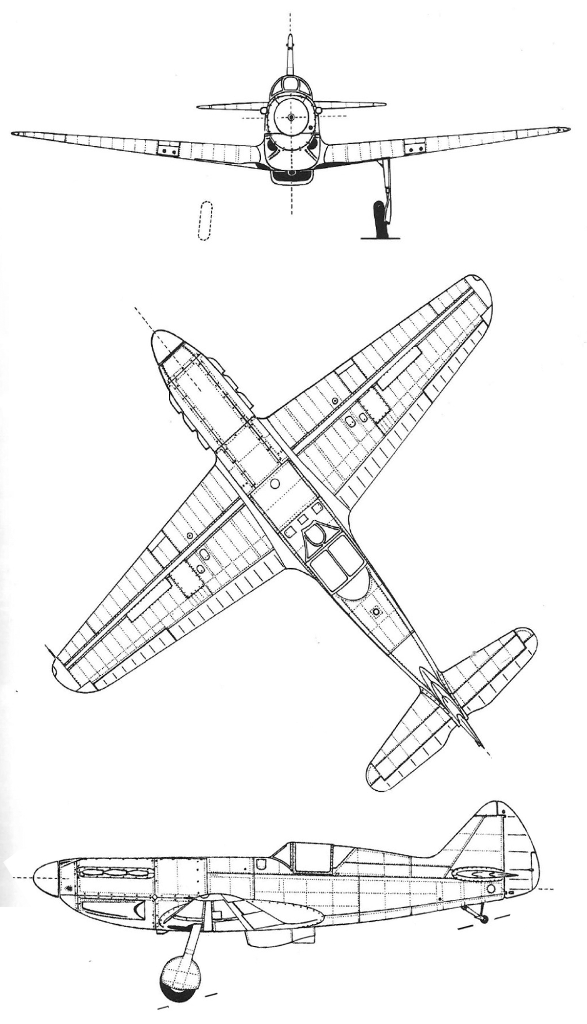 схема опытного истребителя D.551-01. Чертеж airwar.ru