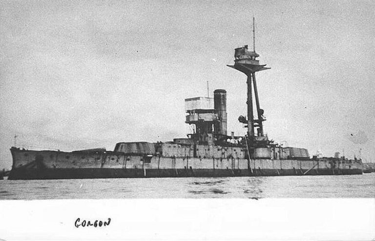 Монитор "Горгона" в качестве корабля-мишени.