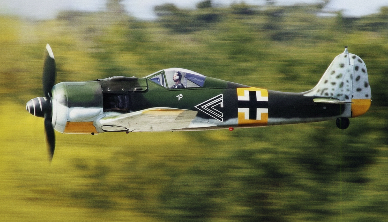 обратите внимание на проблемные с точки зрения аэродинамики зоны Fw 190. Чтобы превратить эту реплику в полноценный гоночный самолет передняя часть фюзеляжа должна быть серьезно переделана. Снимок Кр. Квасневски (Chr. Kwasniewski). Снимок обработан сайтом lmarena.ai