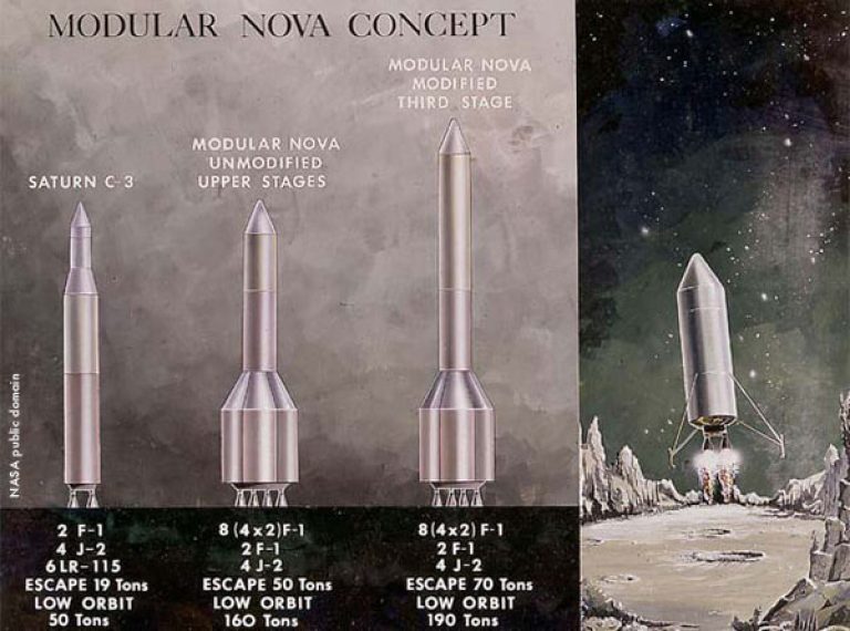 Ранние варианты ракет-носителей типа Nova; 1961 год. NASA/MSFC images.nasa.gov