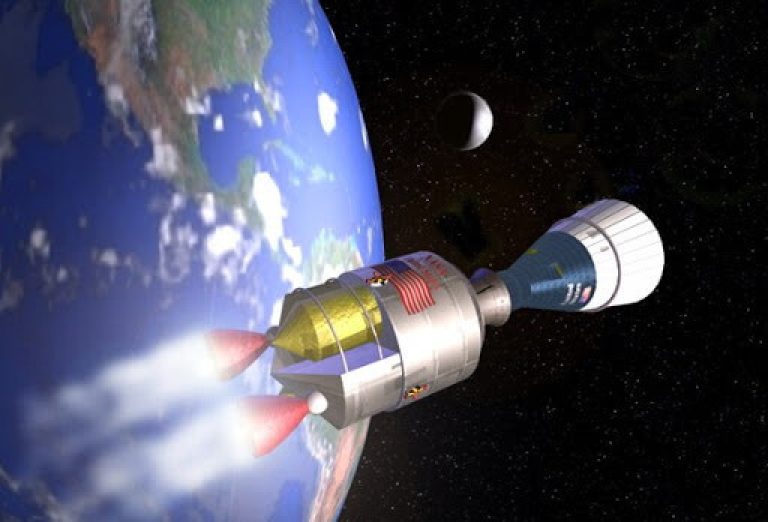 Старт пилотируемого космического корабля Gemini-LEO с околоземной орбиты к Луне в представлении художника Джеффа Бэтемана beyondapollo.blogspot.com