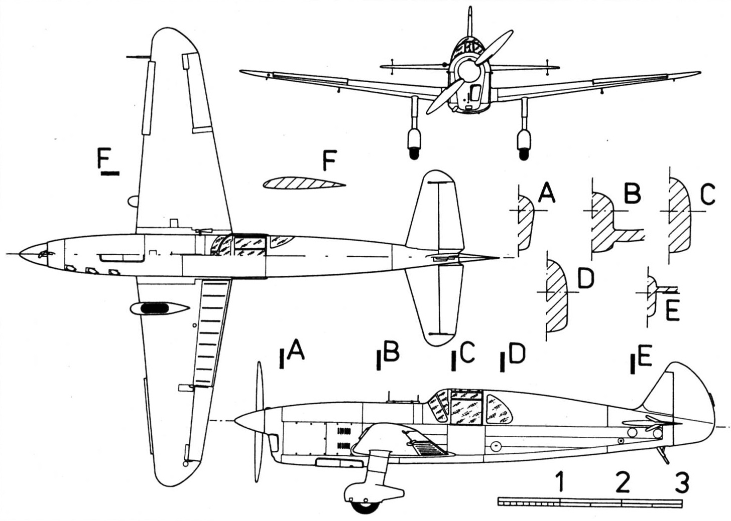 схема учебно-тренировочного самолета Caudron-Renault C.690M Rafale
