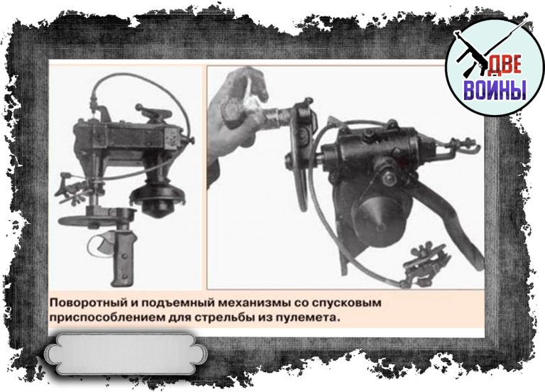 Поворотный и подъемный механизмы со спусковым приспособлением для стрельбы из пулемета