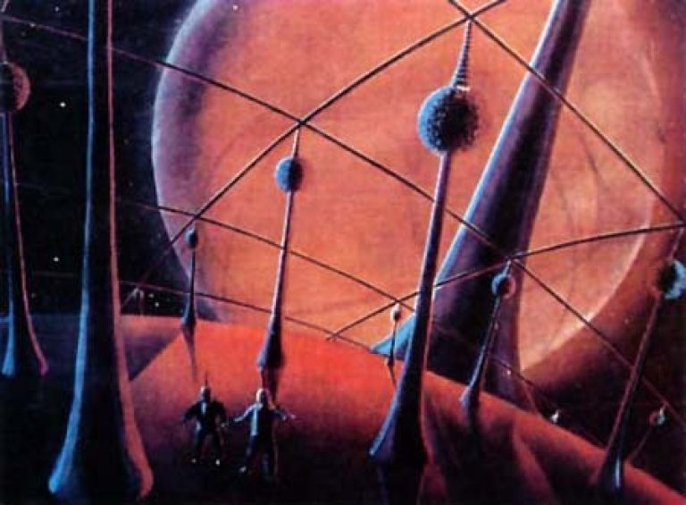 Картина А. Соколова «На спутнике Марса» из альбома «К звёздам!» (1970) scifiart.narod.ru