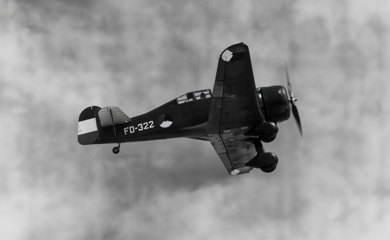 прототип истребителя Fokker D.XXI (FD-332), который компания из Нидерландов безуспешно пыталась продать Франции. Снимок из коллекции Харма Хазенквиля. Изображение обработано сайтом lmarena.ai