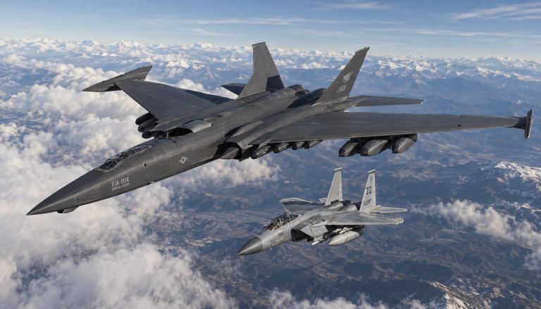 F/A-111X в полёте рядом с F-15C
