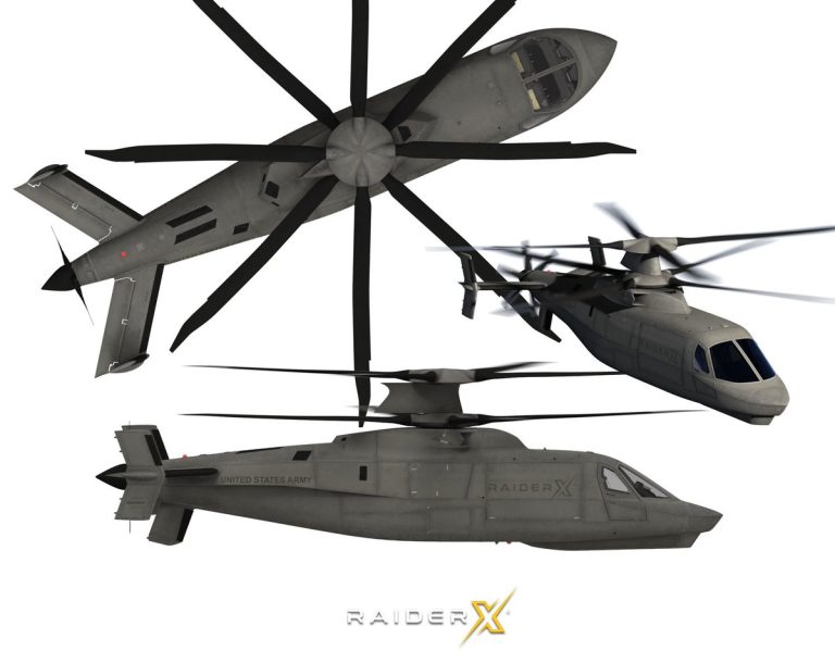 Sikorsky Raider X — наиболее радикальный финалист FARA. Соосные несущие винты сочетались с отдельным толкающим винтом