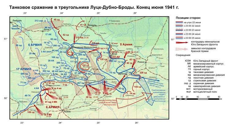 Карта сражения под Бродами