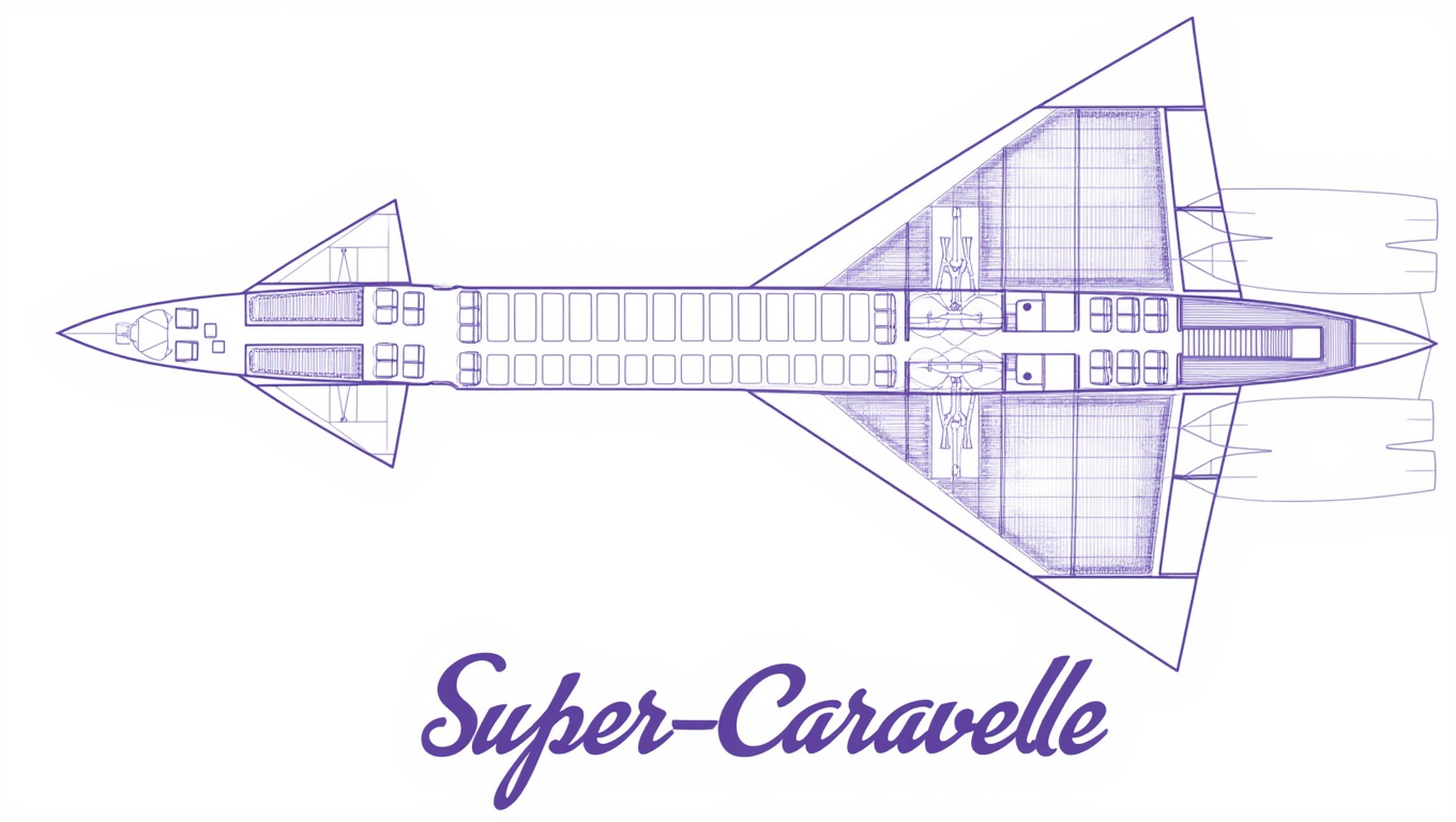сверхзвуковой авиалайнер Super-Caravelle, будущий Concorde, с ЯСУ? Идея так и не вышла за рамки стадии проектирования. Изображение обработано сайтом lmarena.ai