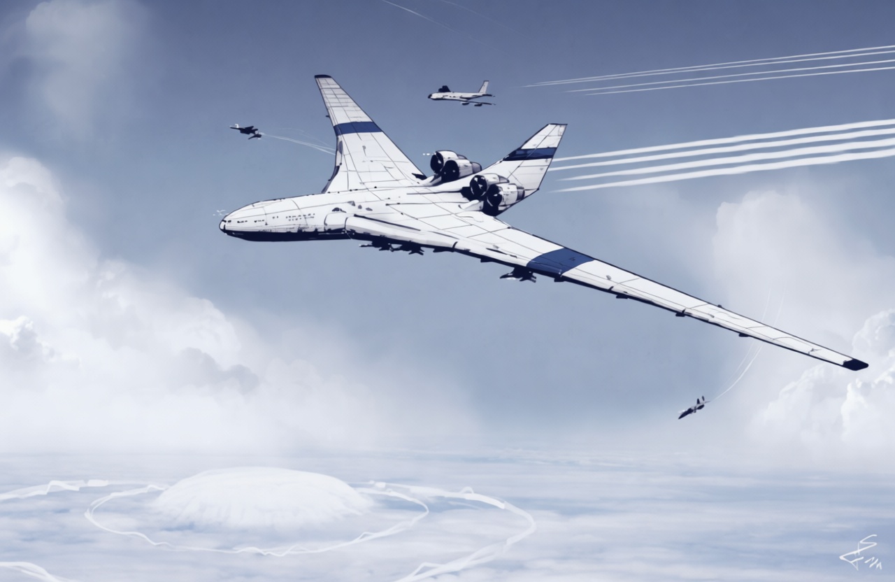 компания Lockheed предложила CL-1201 – проект 6000-тонного летающего авианосца с ЯСУ. Рисунок Fisher. Изображение обработано сайтом lmarena.ai