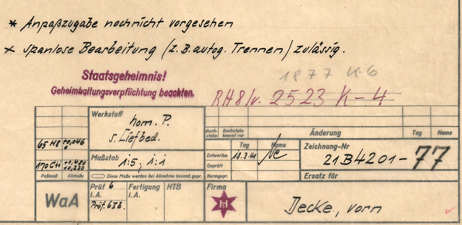 Штамп одного из первых чертежей VK 36.01, март 1941 года