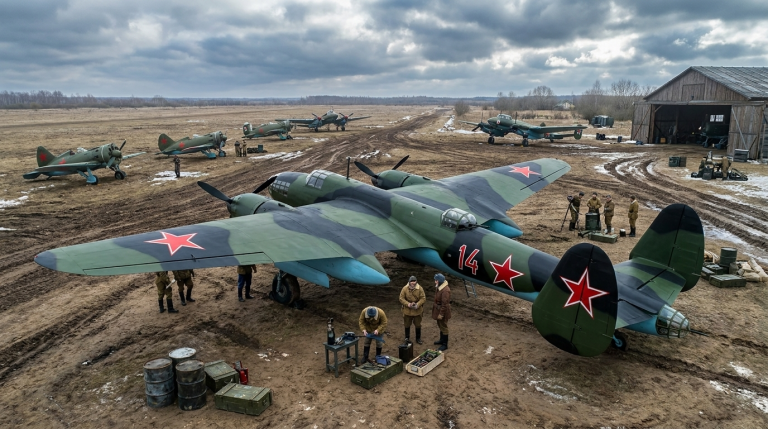  Опытный ДБ-4 на аэродроме 