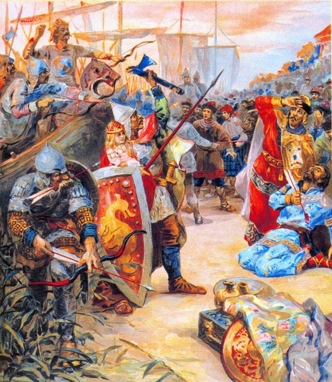 Картина Клавдия Лебедева «Убийство Аскольда и Дира князем Олегом