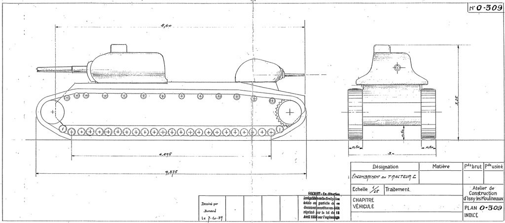 AMX Tracteur C по состоянию на осень 1939 года. Это был самый разумный проект, но именно он не рассматривался как фаворит